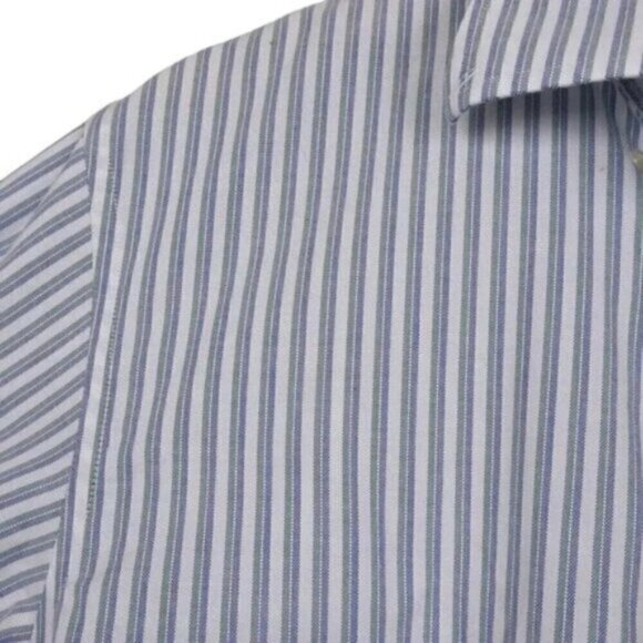 Land's End Dress Shirt Supima No  Iron Oxford Button Down Pinstripe Size 16-36 - Picture 3 of 10